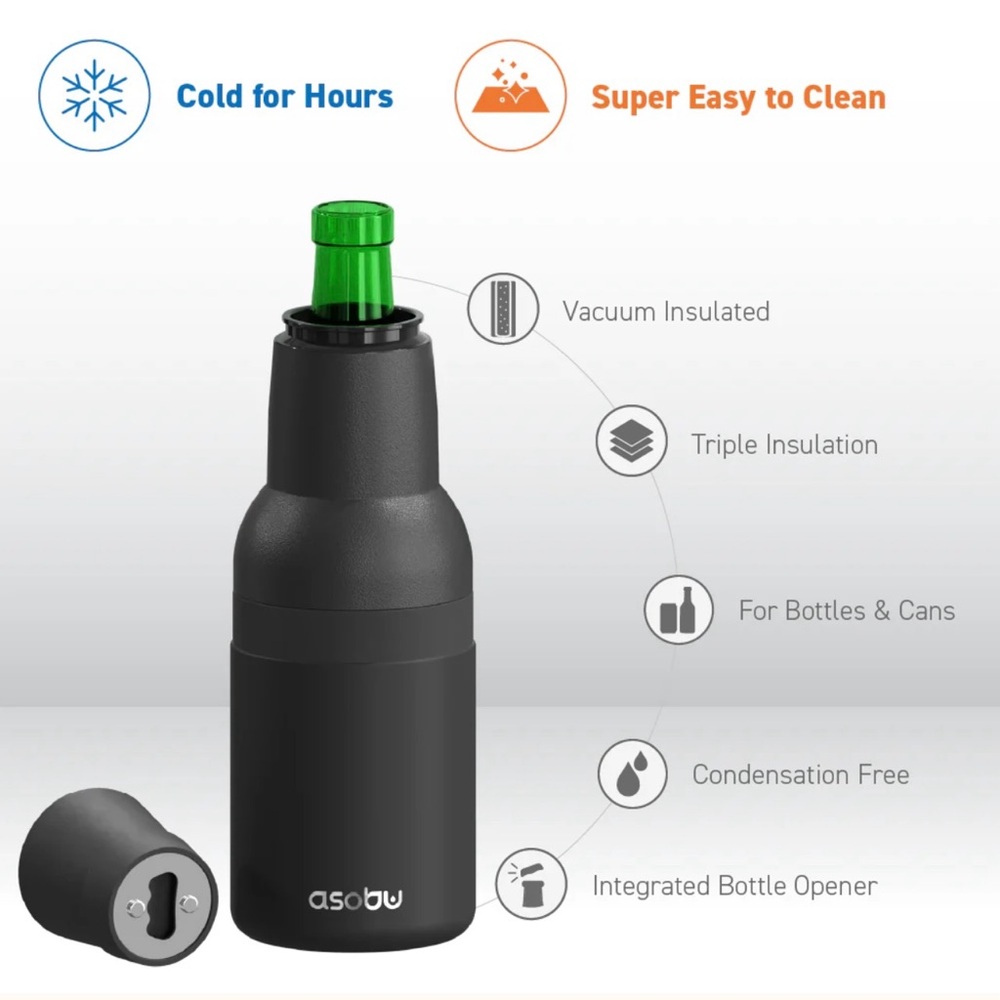 Asobu Frosty Beer Bottle & Can Koozie Cooler EUC